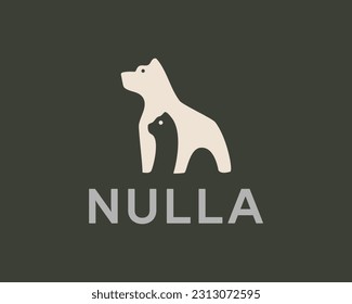 Abstract dog and cat logo. Universal shelter pet care flat vector sign. Vector illustration