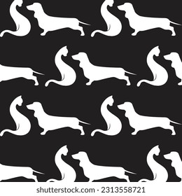 abstract dog and cat  pattern, vector artwork