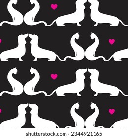 abstract dog and cat  pattern, vector artwork