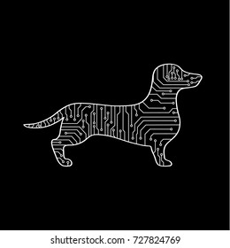 Abstract dog. Electronic technology. Vector dog