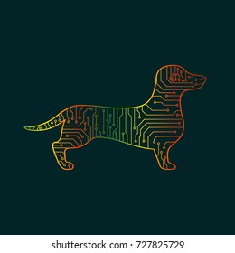 Abstract dog. Electronic technology. Vector dog