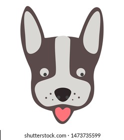 abstract dog face vector icon, smiling dog illustration