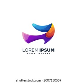abstract dog, fox gradient color logo design