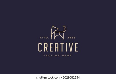 Abstract Dog Line Logo Design Template. Simple abstract dog line design. Creative Vector Icon Design Concept.