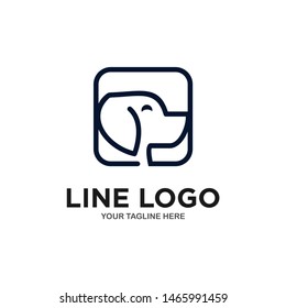 Abstract Dog Logo Design Creative Line Vector