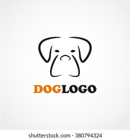 Abstract dog logotype, silhouette line style, dog shop or clinic logo, dog stock vector image