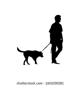 Abstract Dog and a man love silhouette artwork illustration 