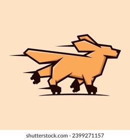 Abstract dog playing roller skate cartoon character logo design template. 
