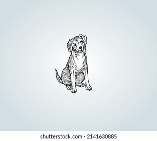 Abstract dog with shading techniques for illustration