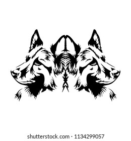 Abstract dog silhouette, GERMAN SHEPHERD, on white background, vector