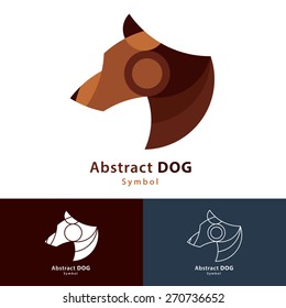 Abstract dog symbol icon design. Logo with business card template. Vector illustration, color and line style