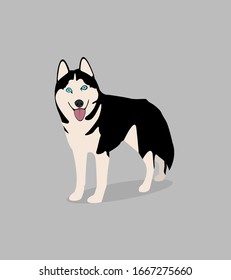 Abstract dog vector illustration. Huskies staying. 