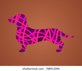 Abstract dog. Vector dog. Dog in the stripes.