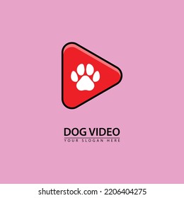 abstract dog video logo icon. vector simple design dog footprints combination playing video. great for pet video logo icon.