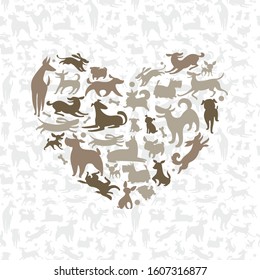 abstract dogs silhouettes, vector background