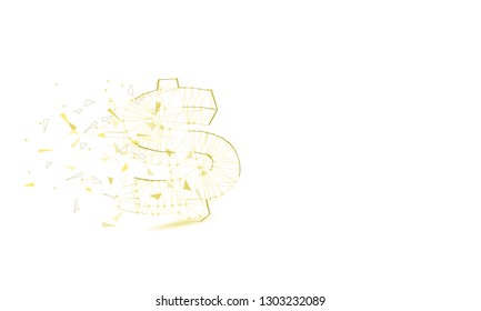 Abstract Dollar futuristic background with low-poly, polygon and triangle. Money currency concept from dots, circles and lines. Molecular concept. Wire frame light connection structure vector 