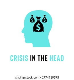 Abstract dollar money in head logo template design head brain. Sign, Symbol, icon, element for business, digital, technology, science, medical, union, innovation, design, company. Vector illustration.