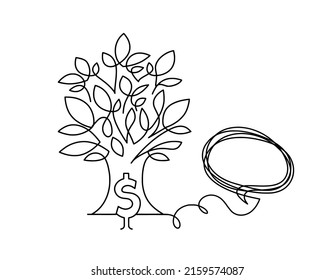 Abstract dollars with comment as continuous lines drawing on white background. Vector