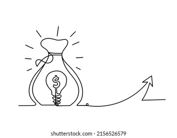 Abstract dollars with direction as continuous lines drawing on white background. Vector