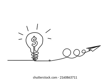 Abstract dollars with direction as continuous lines drawing on white background. Vector