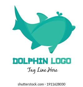 Abstract dolphin art logo vector illustration with dummy text on white background.