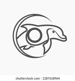 abstract dolphin designs, modern design illustrations with basic colors and silhouette styles, logo for media and technology, industry and business, brand logo and web