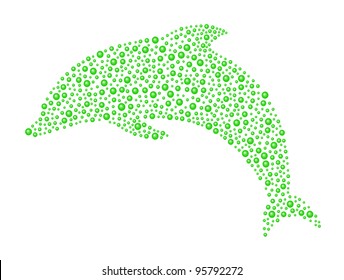 Abstract dolphin in green design