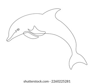 abstract dolphin, hand-drawn, continuous mono line, single line art, contour drawing