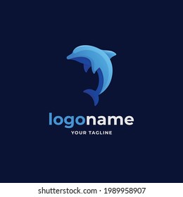 Abstract Dolphin Logo Gradient Style For Sea Life Underwater Adventure Company Business