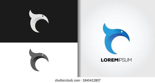 abstract dolphin logo set idea template vector