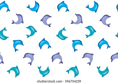 Abstract dolphin seamless pattern in kid-style tender pastel color.  Decorative marine life design element. vector illustration for fabric, wrapping paper, background