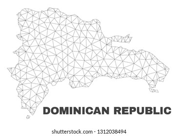 Abstract Dominican Republic map isolated on a white background. Triangular mesh model in black color of Dominican Republic map. Polygonal geographic scheme designed for political illustrations.