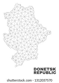 Abstract Donetsk Republic map isolated on a white background. Triangular mesh model in black color of Donetsk Republic map. Polygonal geographic scheme designed for political illustrations.