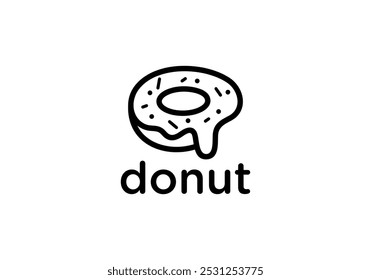 Logotipo abstracto de la rosquilla. Plantilla de diseño de símbolo de comida dulce crema