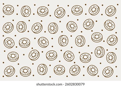 Abstract donuts pattern. Wallpaper decoration. Vector illustration