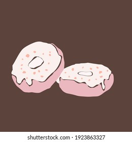 abstract donuts. sweets for coffee. stock vector illustration with donuts on a dark background.