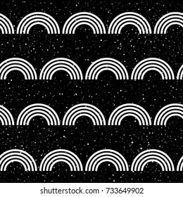 Abstract doodle arc seamless patten background. Monochrome black and white patten for design greeting card, modern party invitation, halloween holiday menu, bag print, t shirt design etc.