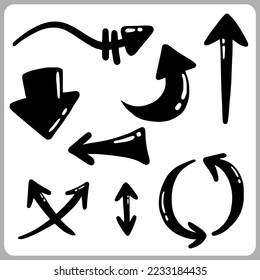 Abstract Doodle Arrows Thin Line Black in many collections. Arrow Sign in Vector illustration