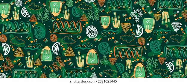 Abstract doodle art background with vibrant colors. Hand-drawn style pattern designs illustration