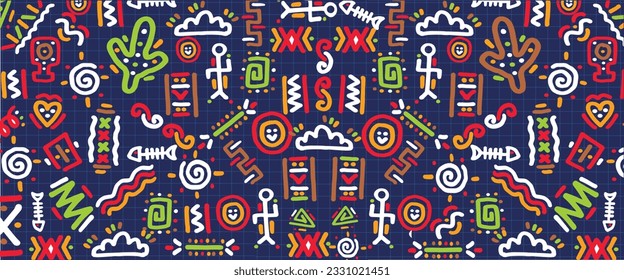 Abstract doodle art background with vibrant colors. Hand-drawn style pattern designs illustration