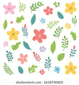 Abstract doodle art featuring flowers and leaves, ideal for prints.