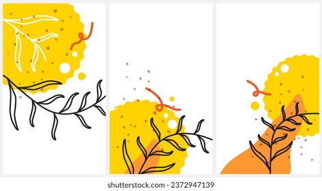 Abstract doodle art. Set of vector illustrations backgrounds. Applicable for any graphic works.
