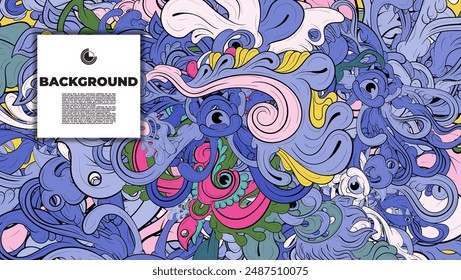 Abstract doodle art with various color. the design is suitable for poster, cover, cover book, background, flyer, print, decorative wall.