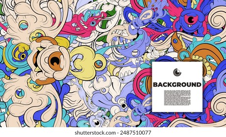 Abstract doodle art with various color. the design is suitable for poster, cover, cover book, background, flyer, print, decorative wall.