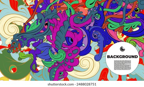 Abstract doodle art with various color. the design is suitable for poster, cover, cover book, background, flyer, print, decorative wall.