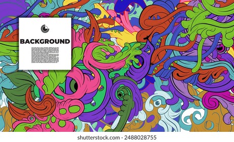 Abstract doodle art with various color. the design is suitable for poster, cover, cover book, background, flyer, print, decorative wall.