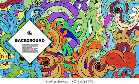 Abstract doodle art with various color. the design is suitable for poster, cover, cover book, background, flyer, print, decorative wall.