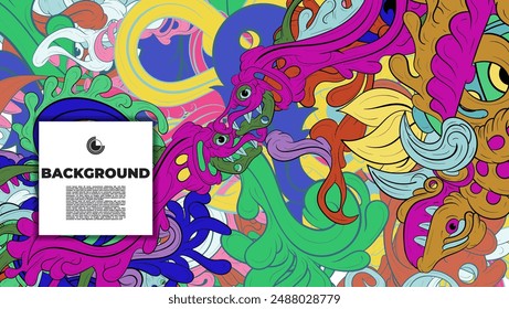 Abstract doodle art with various color. the design is suitable for poster, cover, cover book, background, flyer, print, decorative wall.