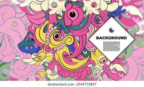 Abstract doodle art with various color. the design is suitable for poster, cover, cover book, background, flyer, print, decorative wall.