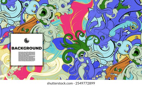 Abstract doodle art with various color. the design is suitable for poster, cover, cover book, background, flyer, print, decorative wall.